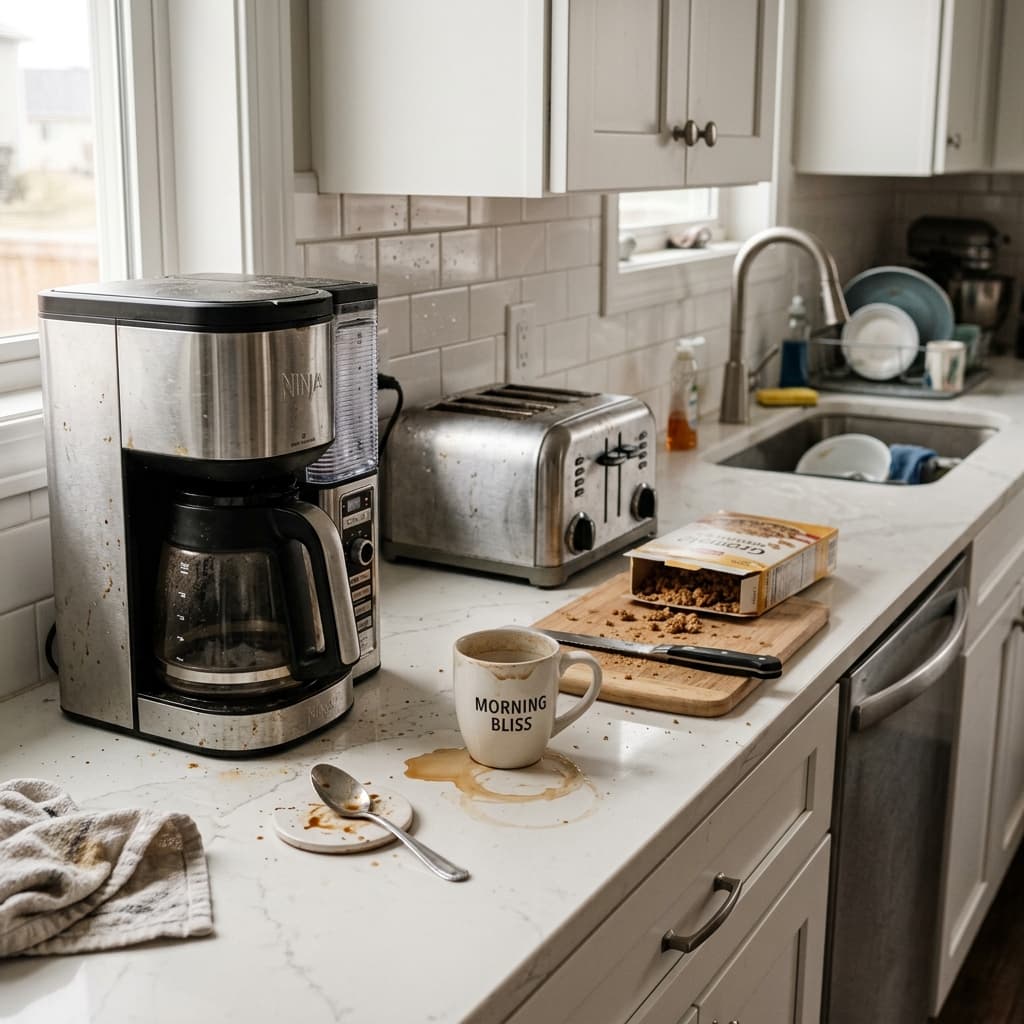 Kitchen Counter & Appliance Reset before clean