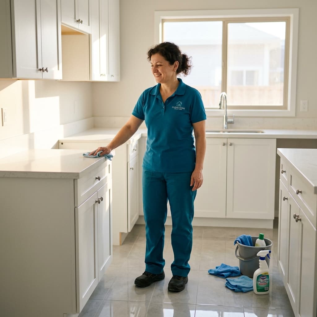 Bigdar Cleaning cleaner preparing empty apartment for move-out inspection in Tacoma